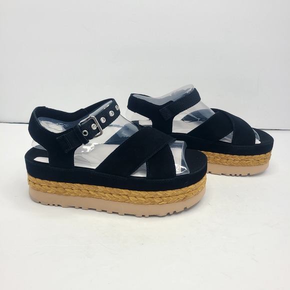 UGG Aubrey 2" Platform Sandal Strap Black Suede US 8 EU‎ 39 - Picture 3 of 9